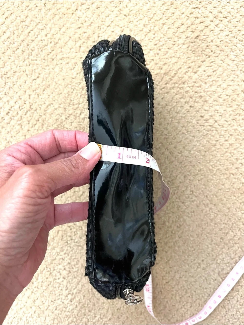 Giorgio Armani Woven Faux Patent Leather Cosmetic Bag
